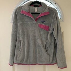 Patagonia Pink and Gray Fuzzy Sweatshirt - Size Medium
